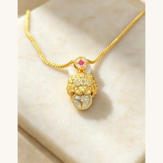 Gold Perfume-Bottle Pendant Necklace