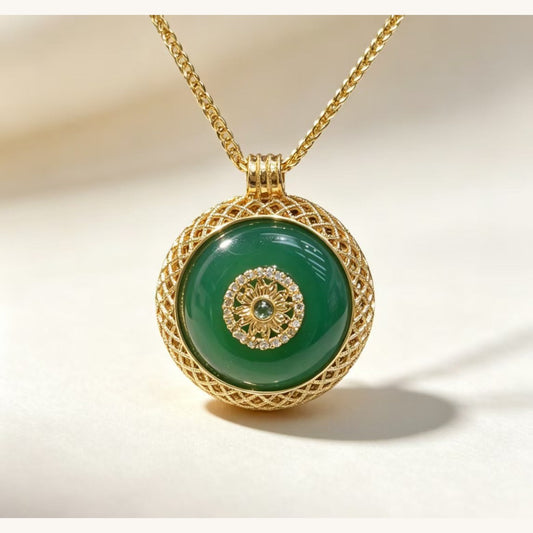 Green Jade Openwork Medallion Necklace