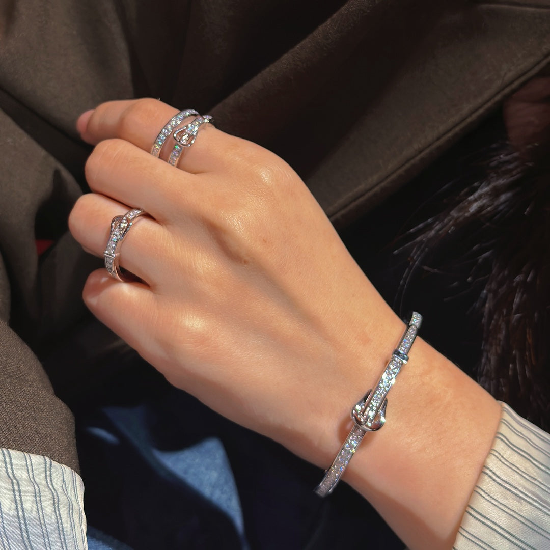 Belt-Buckle Pavé CZ Bangle & Bracelet (JBRL6000)