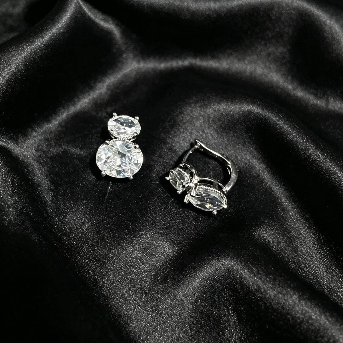 Crystal Duo Drop Stud Earrings