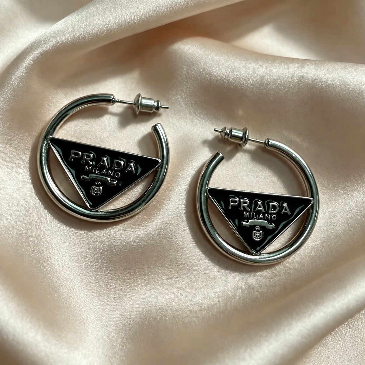Enamel Triangle Hoop Earrings