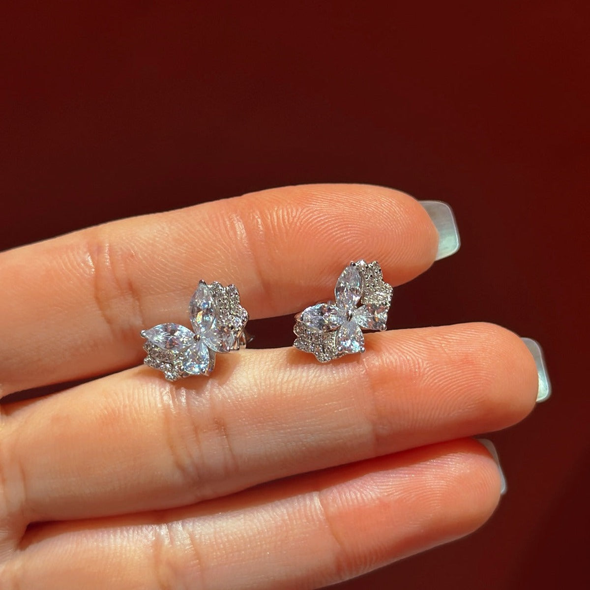 Butterfly CZ Stud Earrings (JE7006)