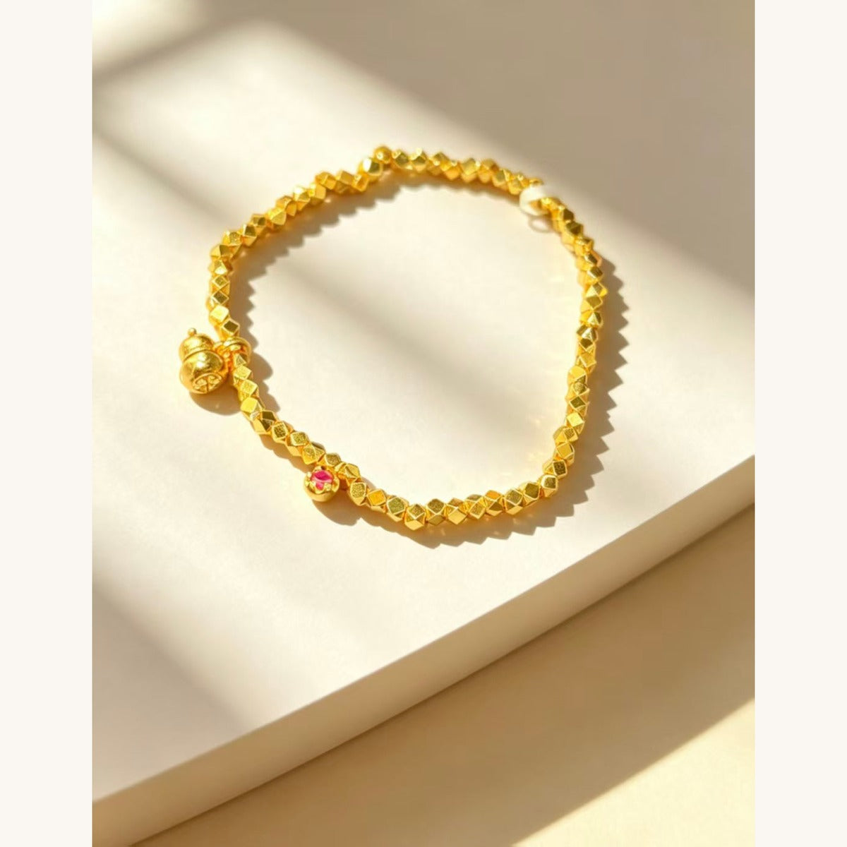 Gold Beaded Charm Bracelet