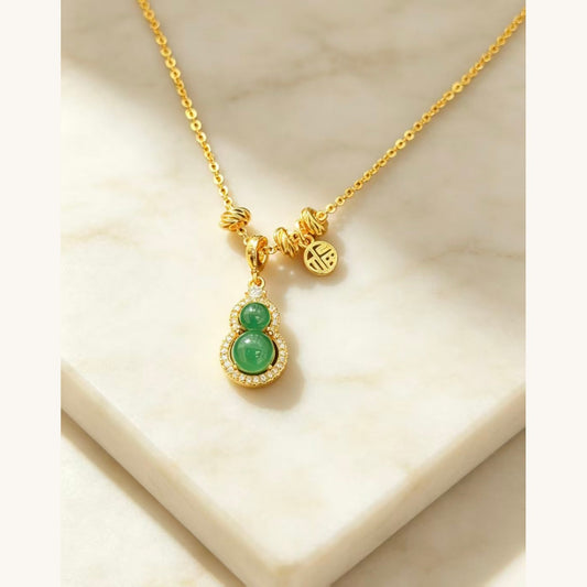 Gold Gourd & Coin Pendant Necklace