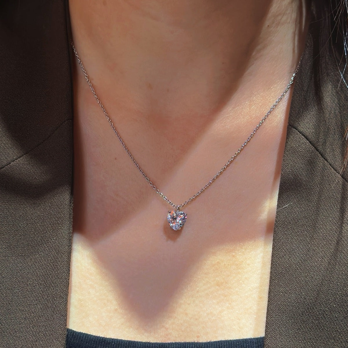 Heart CZ Necklace & Earring Set (JN40426172)