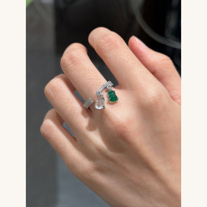 Ink-Jade Chalcedony Gourd Ring (JR6121)