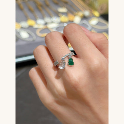 Ink-Jade Chalcedony Gourd Ring (JR6121)