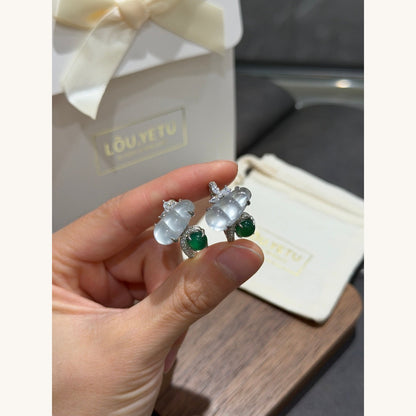 Ink-Jade Love-Bean Chalcedony Ring (JR6069)