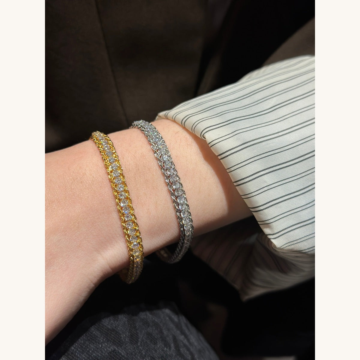 Italian Twist CZ Bracelet & Ring (JB48555)