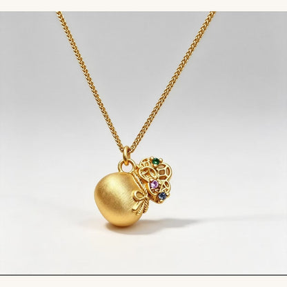 Matte Gold Apple Pendant Necklace