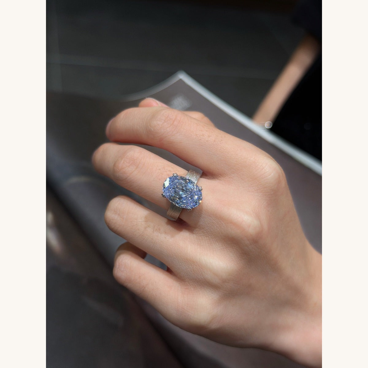 Matte Oval CZ Ring (JR6077)