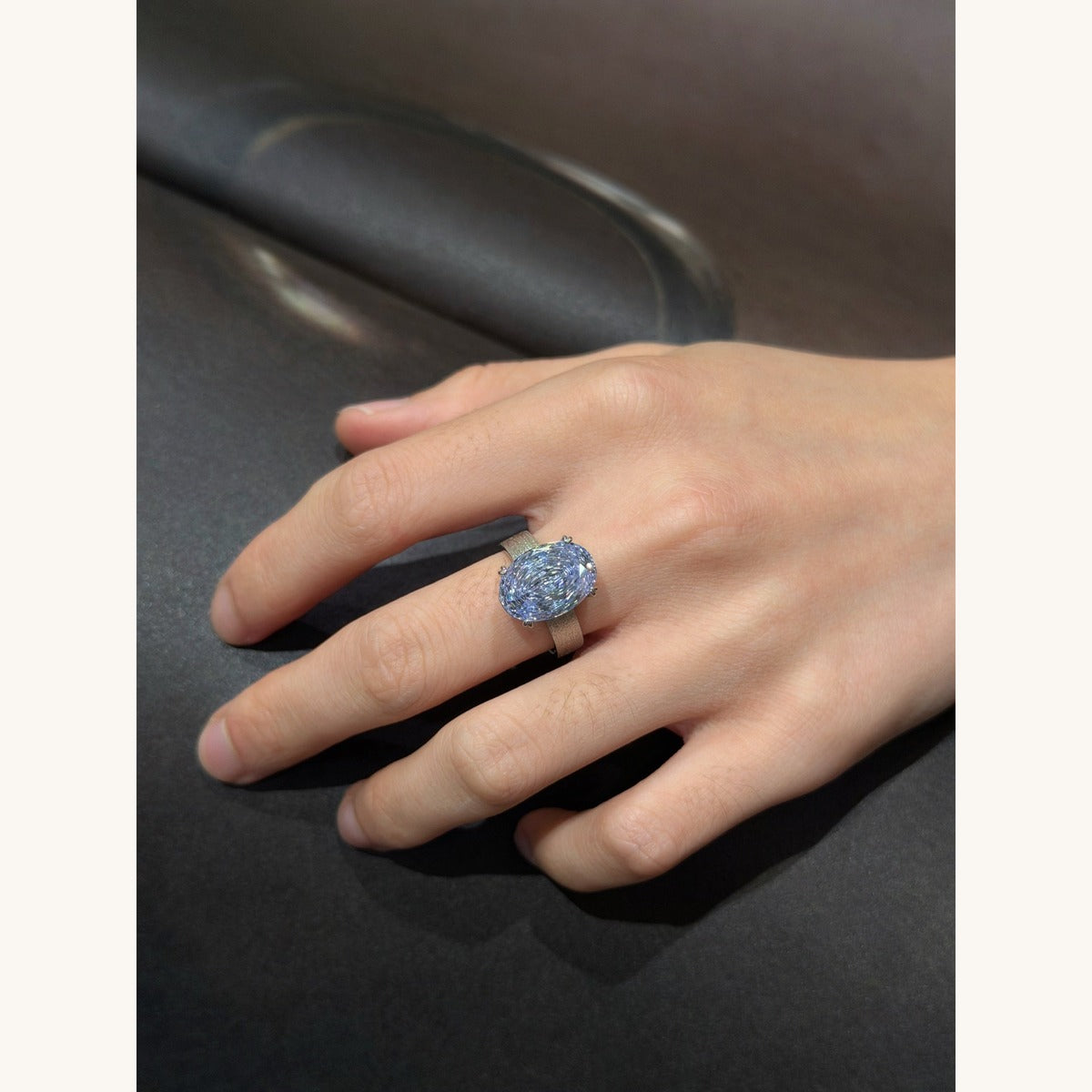 Matte Oval CZ Ring (JR6077)