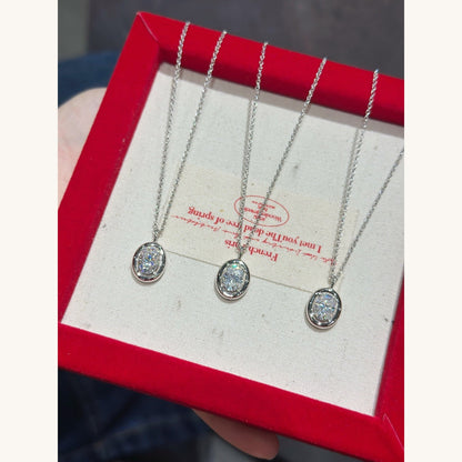 Moissanite Egg-Shape Necklace (1.5ct) (GHN465)
