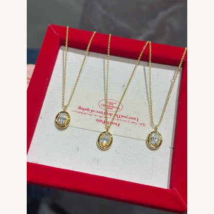 Moissanite Egg-Shape Necklace (1.5ct) (GHN465)