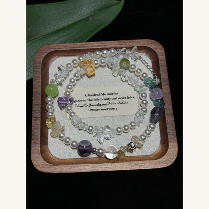 Multi-Gem Shell-Pearl Necklace (JN64783)