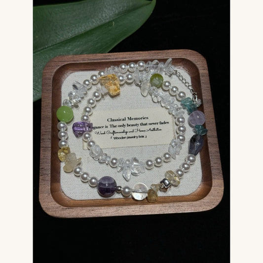 Multi-Gem Shell-Pearl Necklace (JN64783)