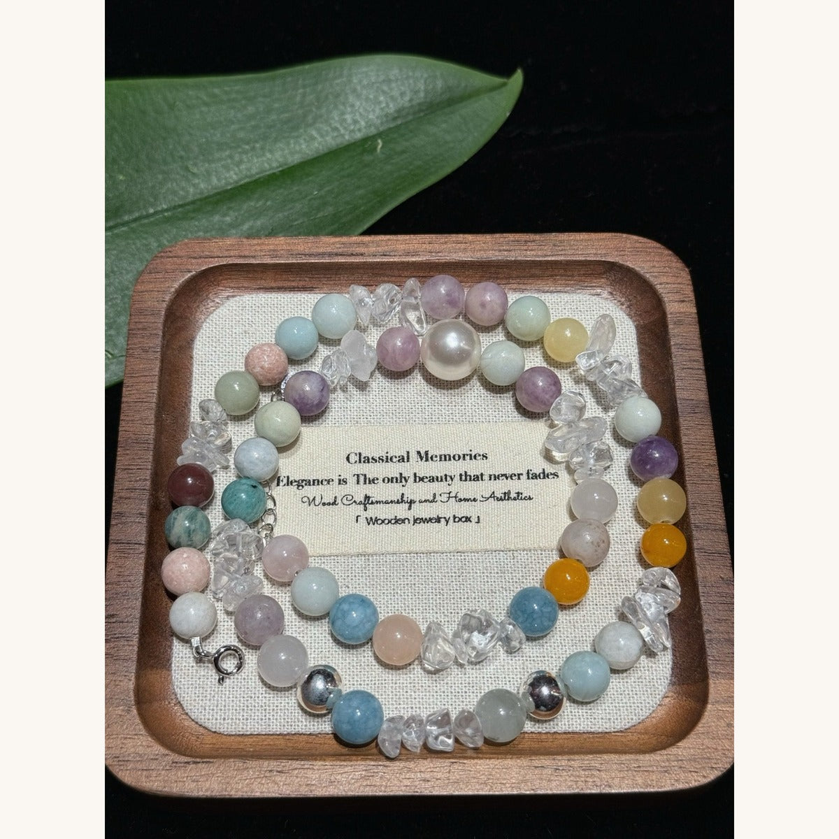 Multi-Gem White Crystal Necklace (JN85741)
