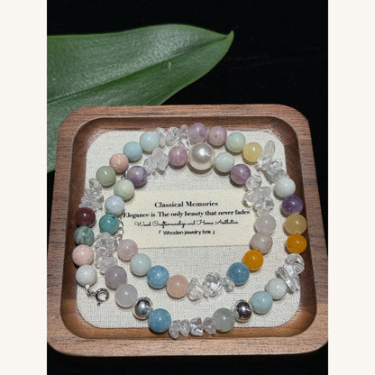 Multi-Gem White Crystal Necklace (JN85741)