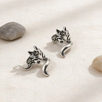 Vintage Fox Ear Clip Earrings – Cute Animal Ear Cuff, Retro Gold Metal Non-Piercing Ear Jewelry
