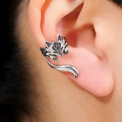 Vintage Fox Ear Clip Earrings – Cute Animal Ear Cuff, Retro Gold Metal Non-Piercing Ear Jewelry