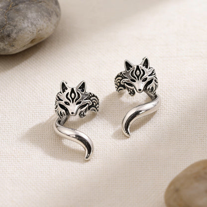 Vintage Fox Ear Clip Earrings – Cute Animal Ear Cuff, Retro Gold Metal Non-Piercing Ear Jewelry