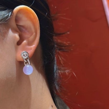 Purple Chalcedony Stud Earrings (JE1031)