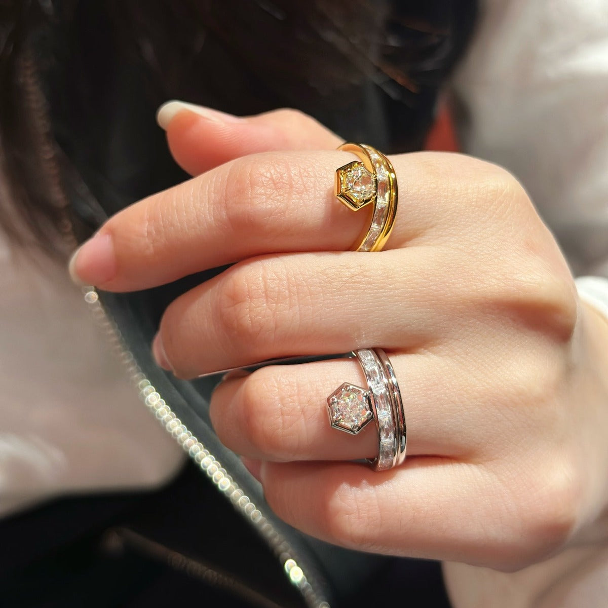 Rhombus CZ Double-Layer Ring (JR6101)