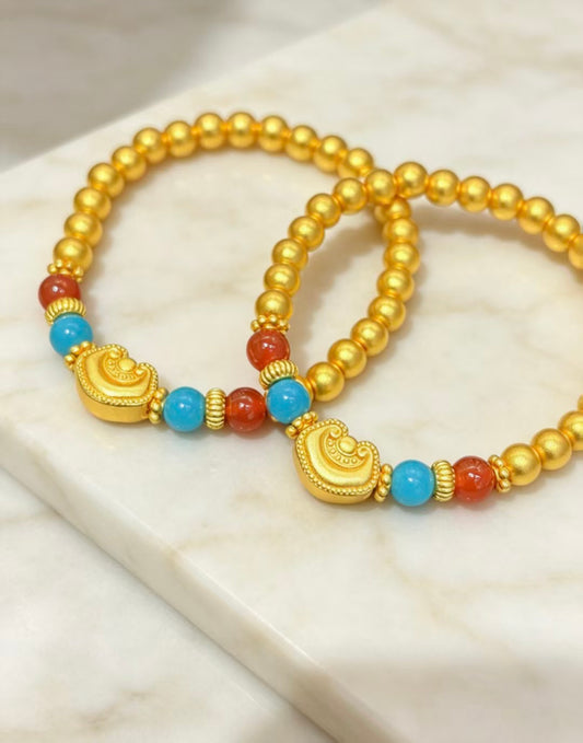 Turquoise & Red Bead Bracelet Set