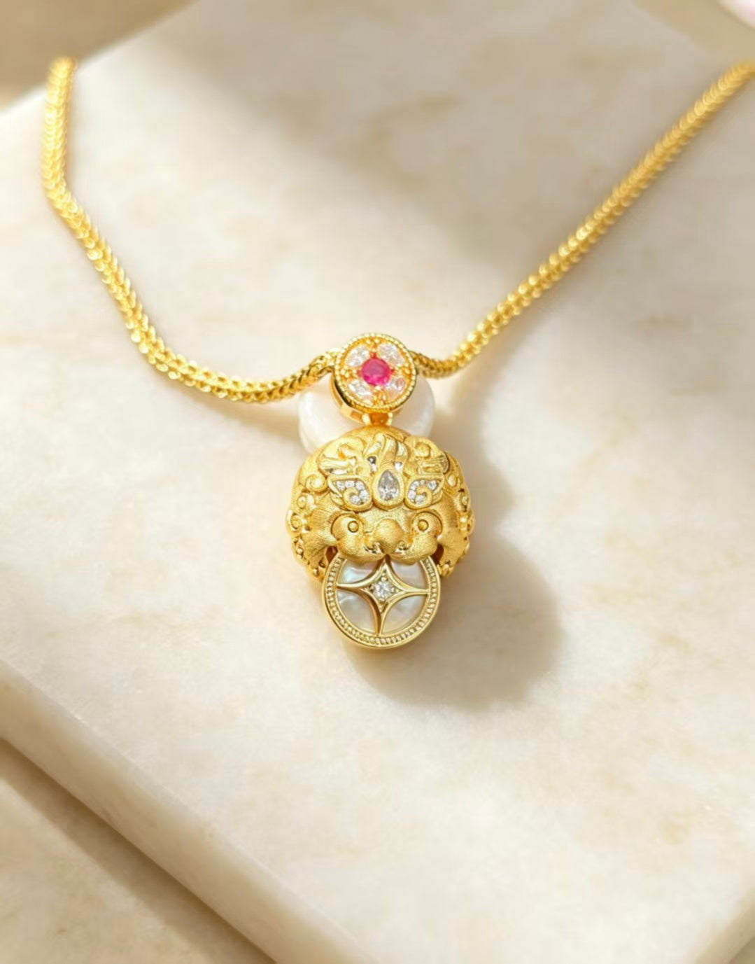 Gold Perfume-Bottle Pendant Necklace
