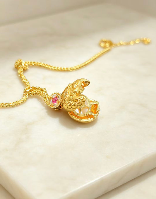 Gold Crescent Moon Pendant Necklace