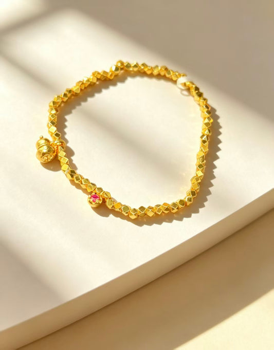 Gold Beaded Charm Bracelet