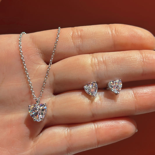 Heart CZ Necklace & Earring Set (JN40426172)