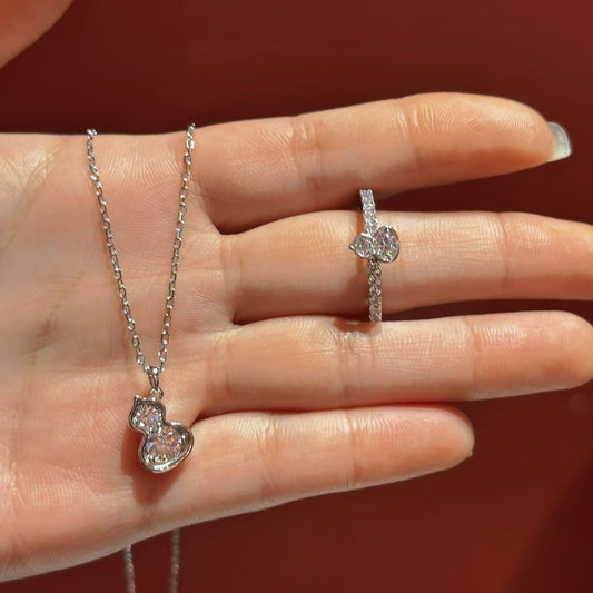 Gourd CZ Necklace & Ring Set (JN40907254)