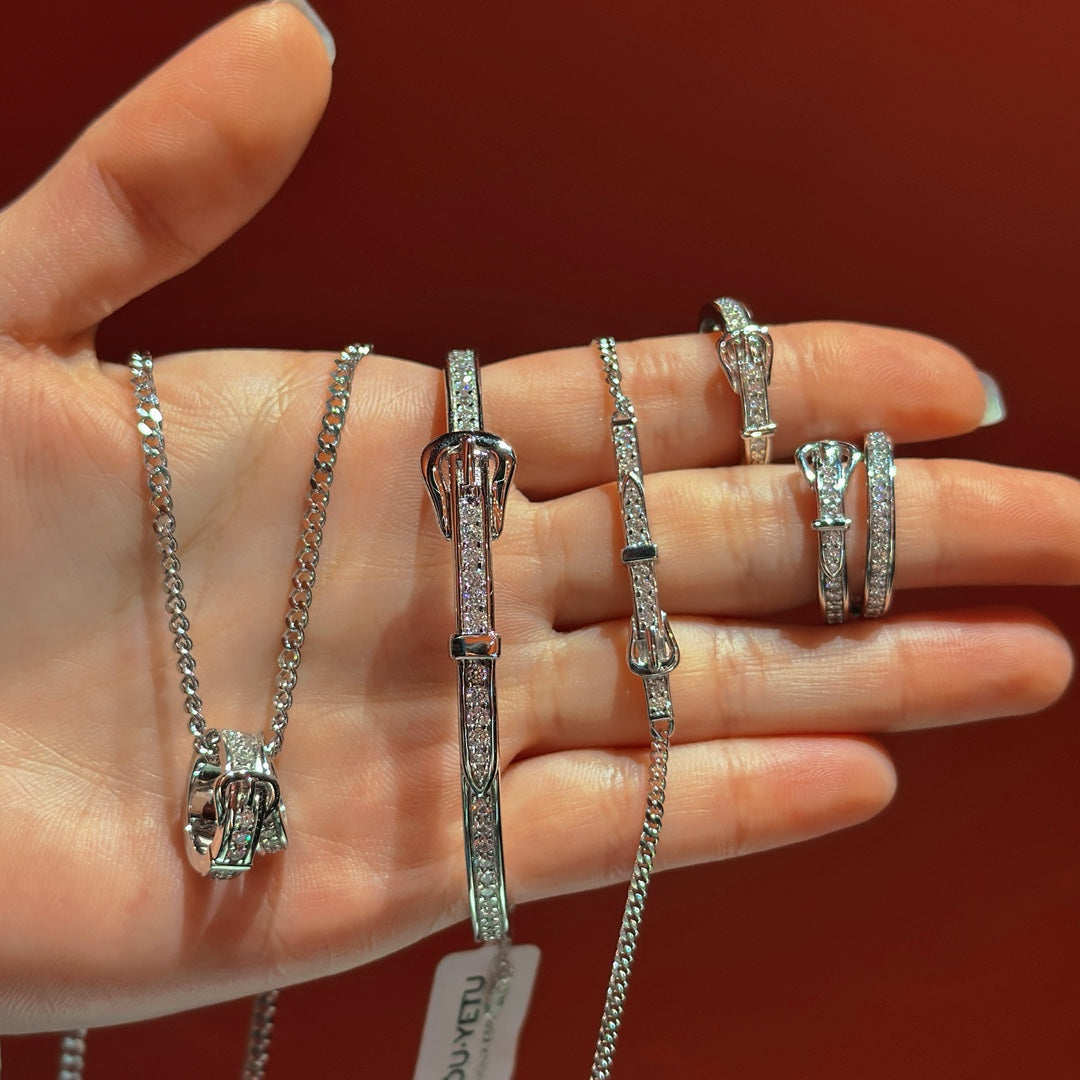 Belt-Buckle Pavé CZ Bangle & Bracelet (JBRL6000)