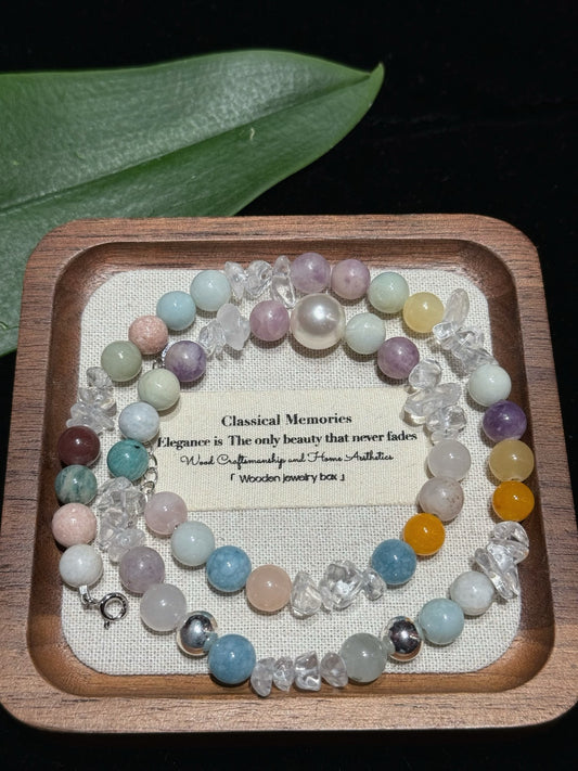 Multi-Gem White Crystal Necklace (JN85741)