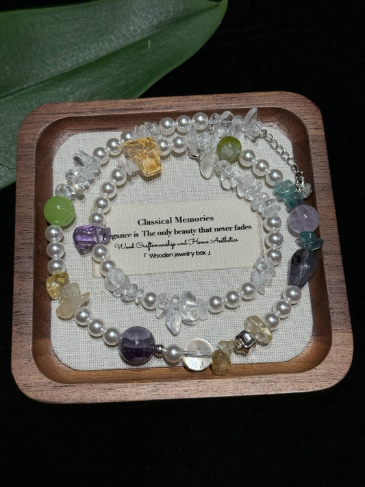 Multi-Gem Shell-Pearl Necklace (JN64783)