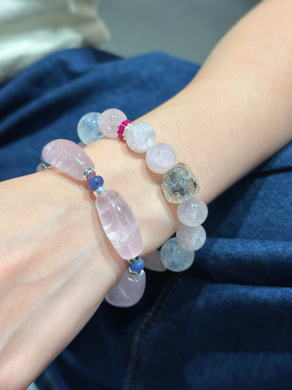 Natural Pink Crystal Curved-Tube Bracelet (JL96831)