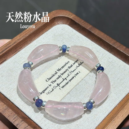 Natural Pink Crystal Curved-Tube Bracelet (JL96831)
