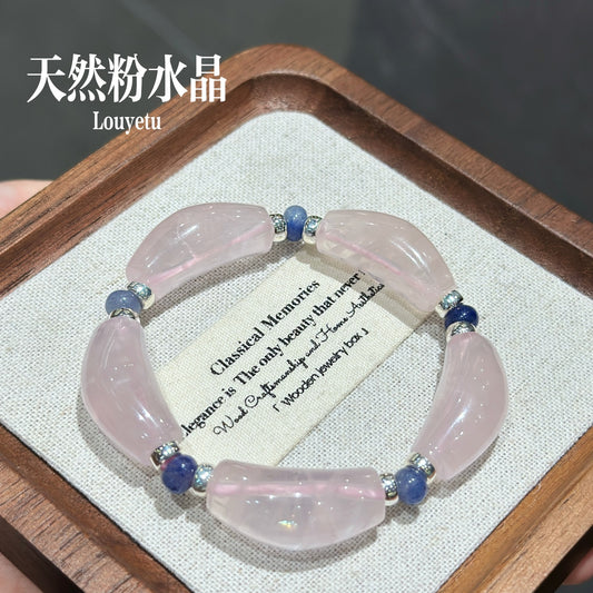 Natural Pink Crystal Curved-Tube Bracelet (JL96831)
