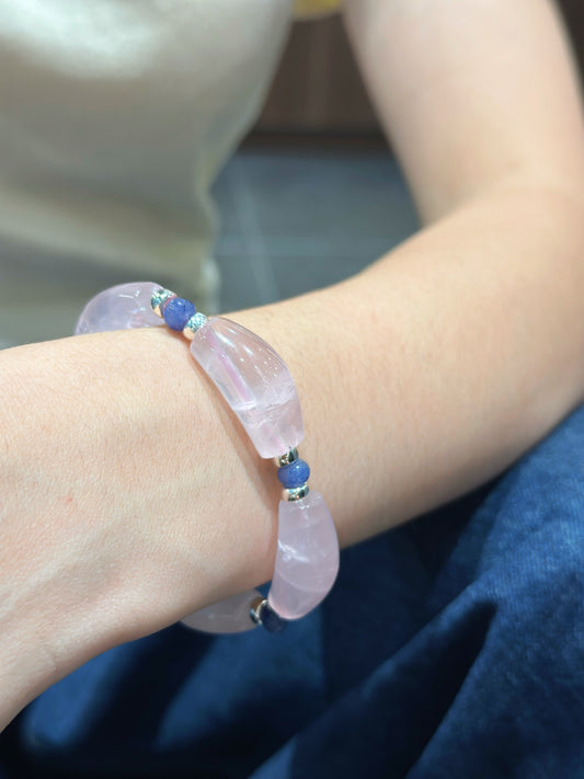 Natural Pink Crystal Curved-Tube Bracelet (JL96831)