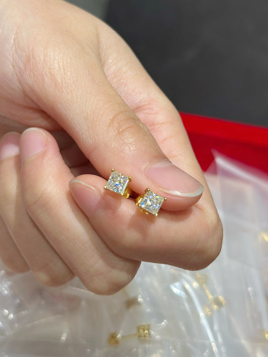 Moissanite Princess Stud Earrings (1.2ctw) (GSE12)