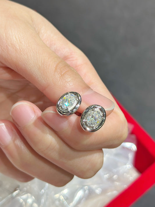 Moissanite Egg-Shape Stud Earrings (2ctw) (GHE465)