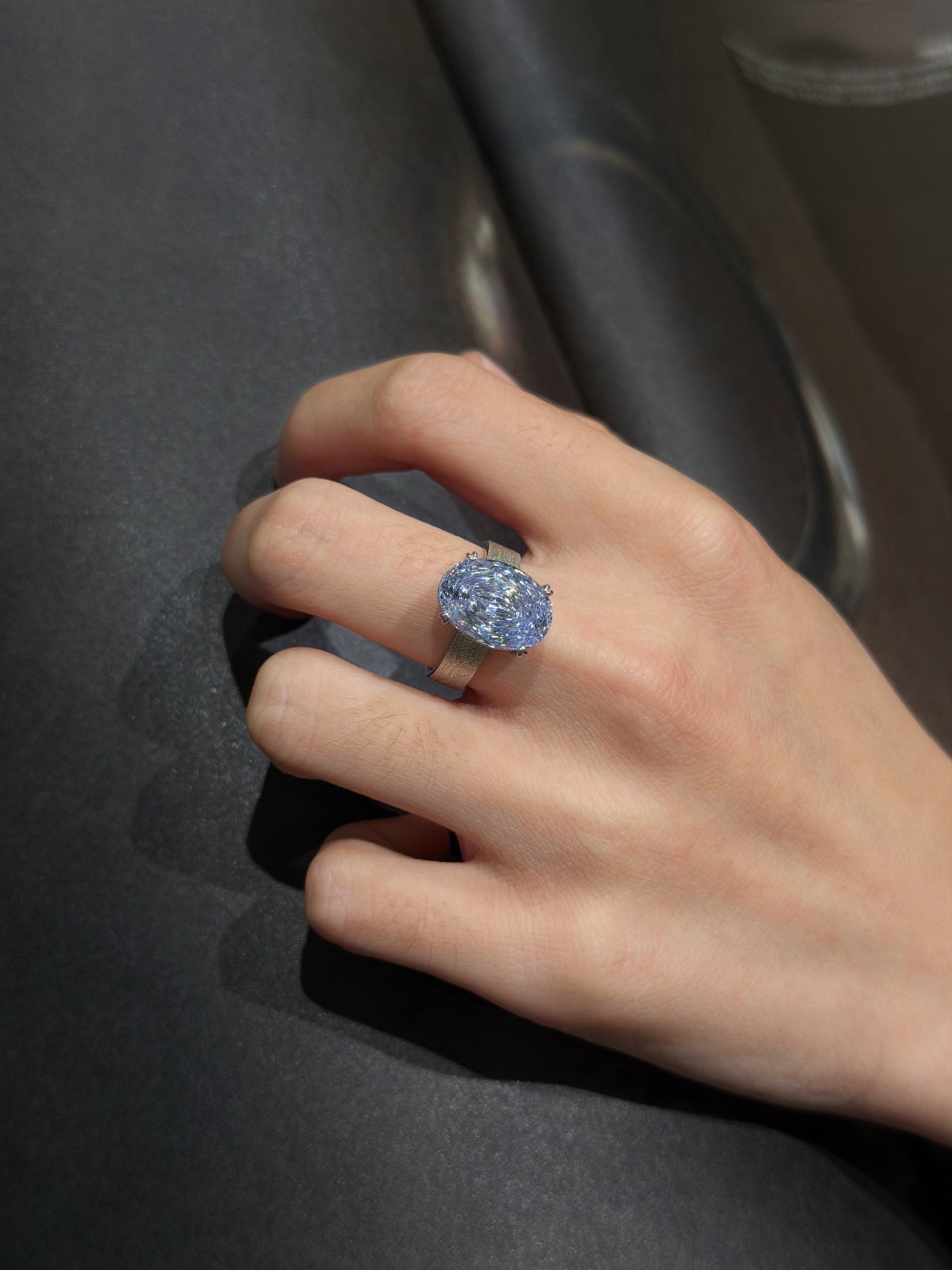 Matte Oval CZ Ring (JR6077)