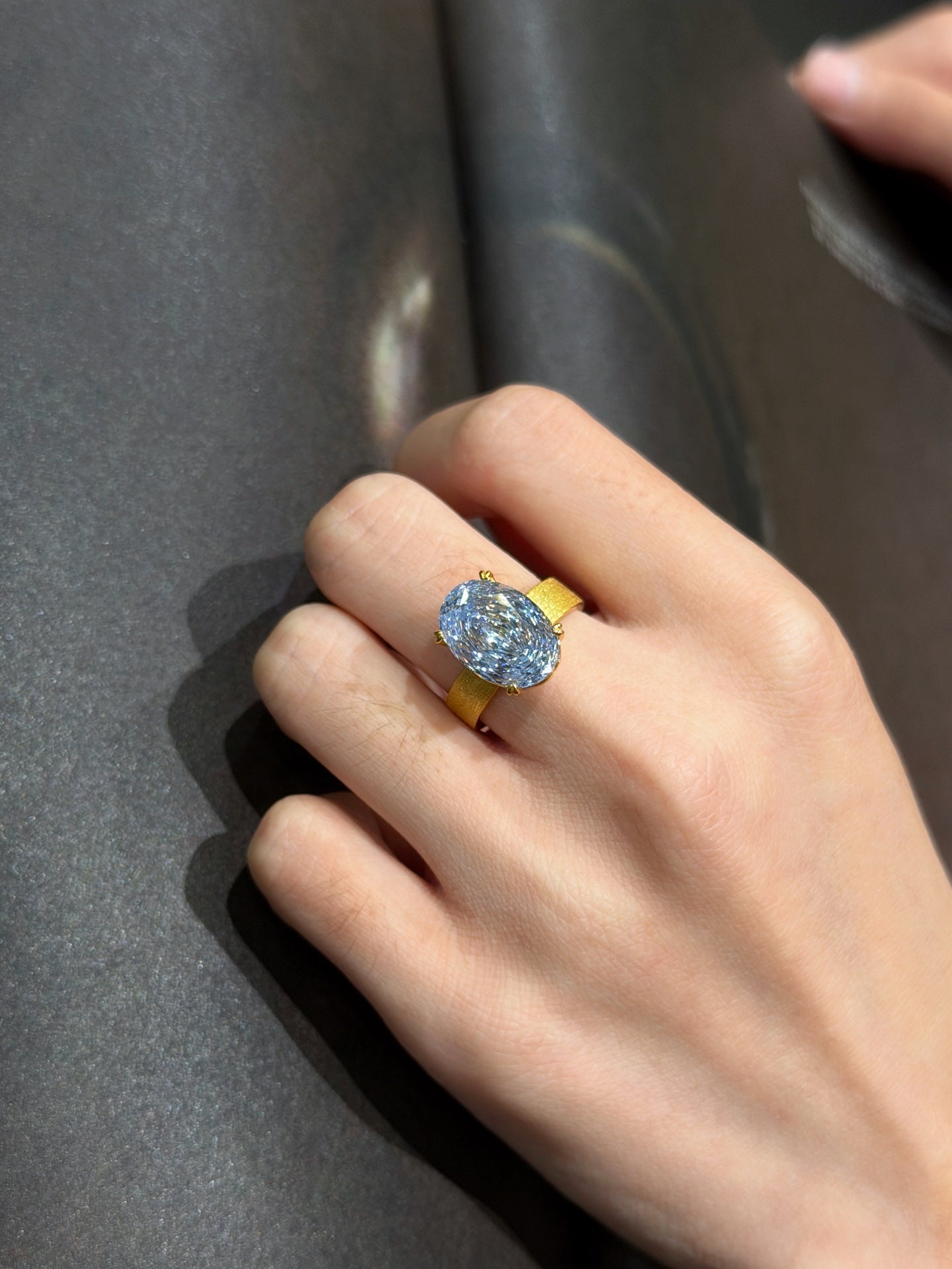 Matte Oval CZ Ring (JR6077)