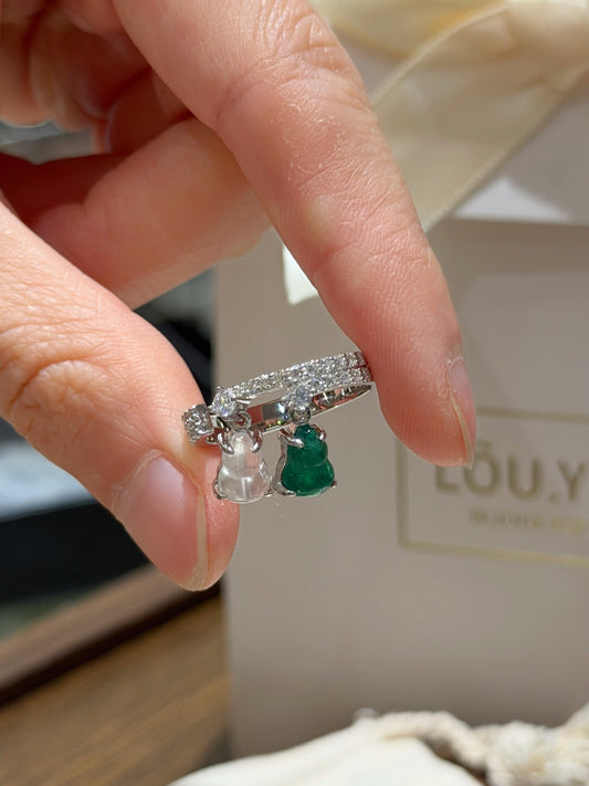 Ink-Jade Chalcedony Gourd Ring (JR6121)