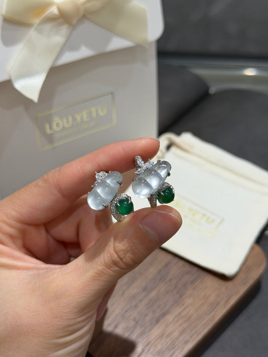 Ink-Jade Love-Bean Chalcedony Ring (JR6069)