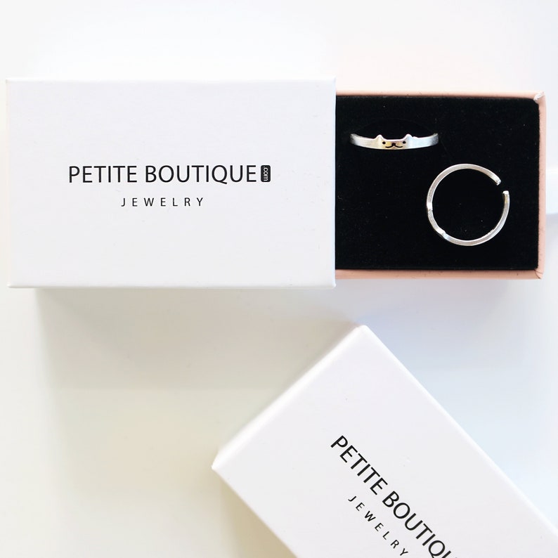 Sterling Silver Cat Ring: Personalized Initial Kitty, Adjustable Band