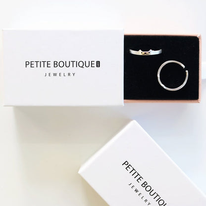 Sterling Silver Cat Ring: Personalized Initial Kitty, Adjustable Band