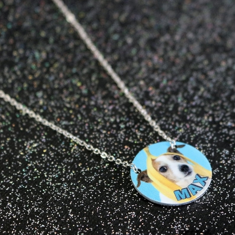 Personalized Pet Photo Necklace: Custom Dog Remembrance Gift