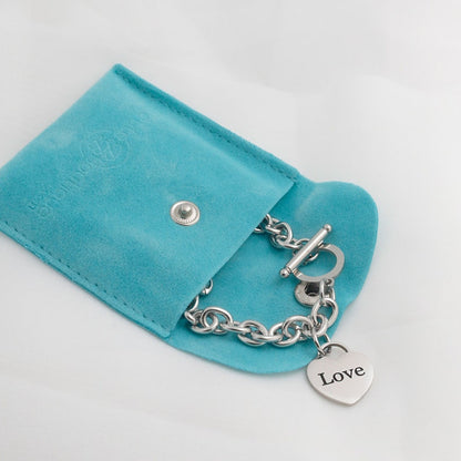 Chunky Chain Toggle Bracelet: Personalized Heart Charm